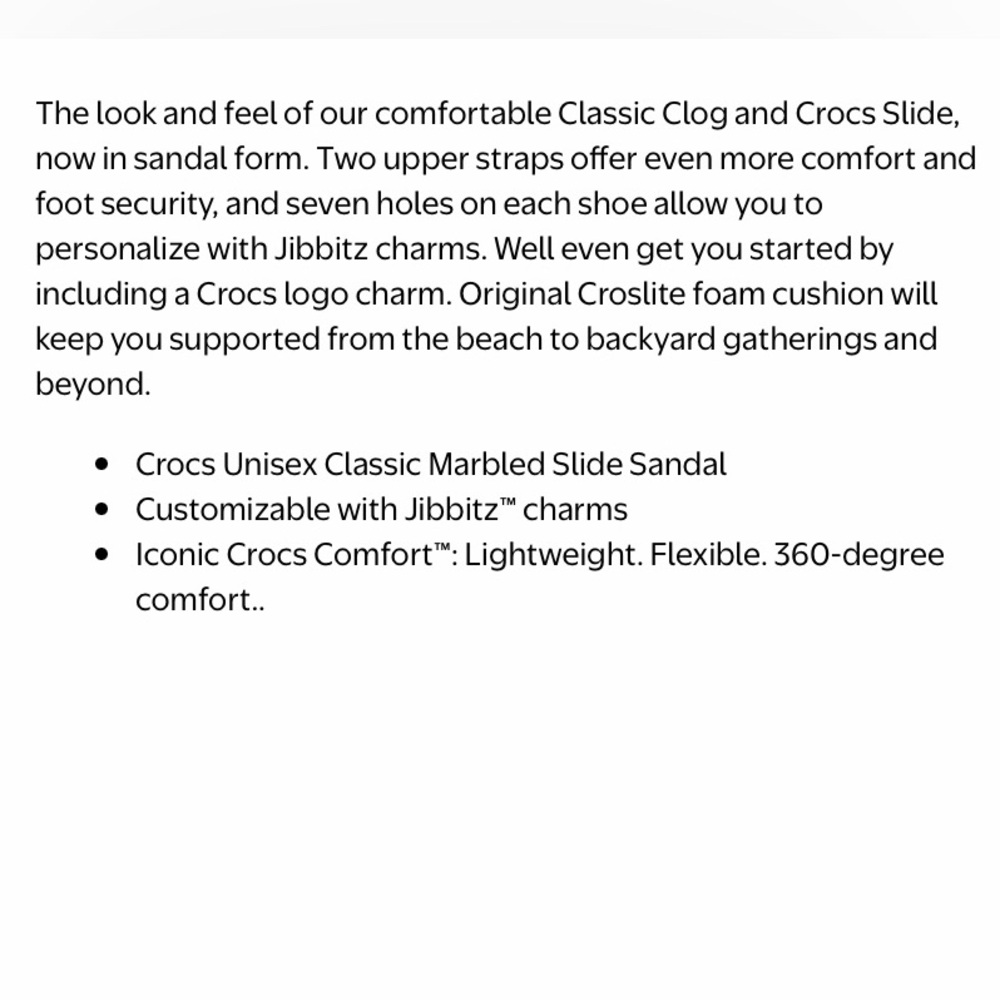CROCS Classic Marbled Two Strap Slides Sandals Black White Women’s 11 Beach - Picture 11 of 11
